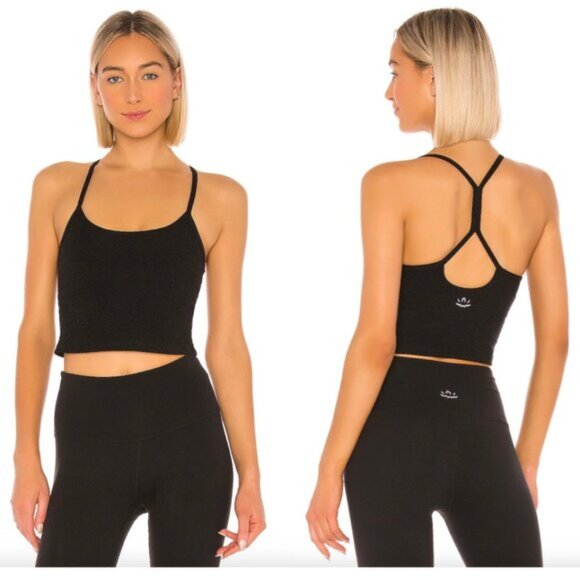 BEYOND YOGA Spacedye Slim Racerback Cropped Tank in Darkest Night Size Medium - Picture 9 of 10